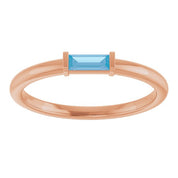 14K Rose Natural Swiss Blue Topaz Stackable Ring
