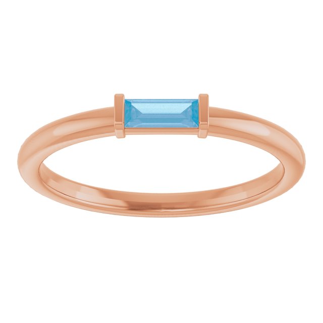 14K Rose Natural Swiss Blue Topaz Stackable Ring