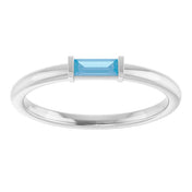 Platinum Natural Swiss Blue Topaz Stackable Ring