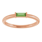 14K Rose Natural Green Tourmaline Stackable Ring