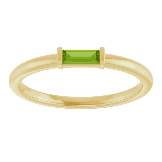 14K Yellow Natural Peridot Stackable Ring