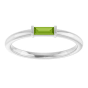 14K White Natural Peridot Stackable Ring