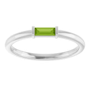 14K White Natural Peridot Stackable Ring