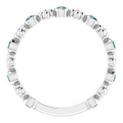 Sterling Silver Lab-Grown Alexandrite Beaded Ring