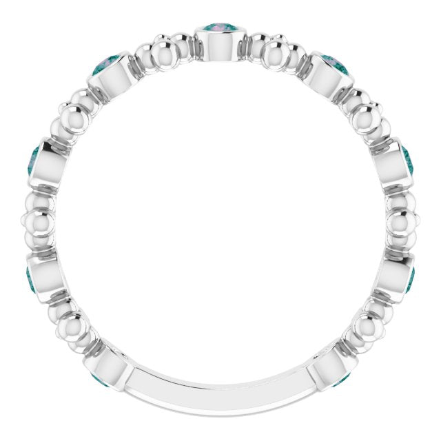 Sterling Silver Lab-Grown Alexandrite Beaded Ring
