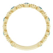 14K Yellow Lab-Grown Alexandrite Beaded Ring