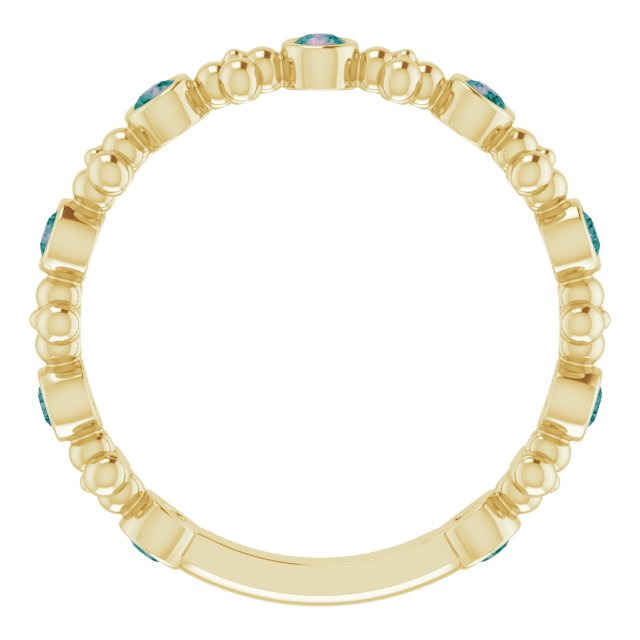 14K Yellow Lab-Grown Alexandrite Beaded Ring