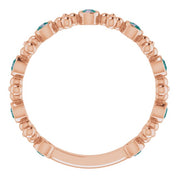 14K Rose Lab-Grown Alexandrite Beaded Ring