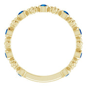 14K Yellow Lab-Grown Blue Sapphire Beaded Ring