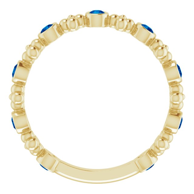 14K Yellow Lab-Grown Blue Sapphire Beaded Ring
