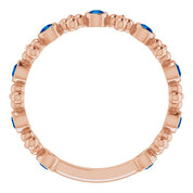14K Rose Lab-Grown Blue Sapphire Beaded Ring