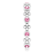 Sterling Silver Natural Pink Tourmaline Beaded Ring