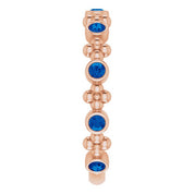 14K Rose Lab-Grown Blue Sapphire Beaded Ring