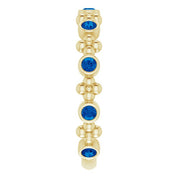 14K Yellow Lab-Grown Blue Sapphire Beaded Ring