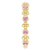 14K Yellow Natural Pink Tourmaline Beaded Ring