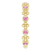 14K Yellow Natural Pink Tourmaline Beaded Ring