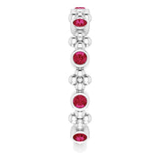 Sterling Silver Lab-Grown Ruby Beaded Ring