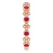 14K Rose Lab-Grown Ruby Beaded Ring