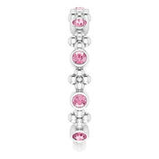 Platinum Natural Pink Tourmaline Beaded Ring
