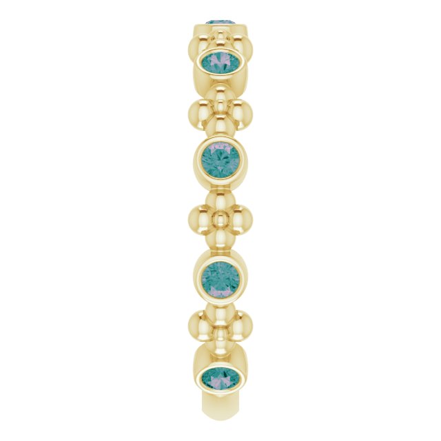 14K Yellow Lab-Grown Alexandrite Beaded Ring