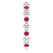 Sterling Silver Natural Ruby Beaded Ring