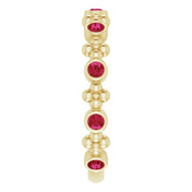 14K Yellow Lab-Grown Ruby Beaded Ring