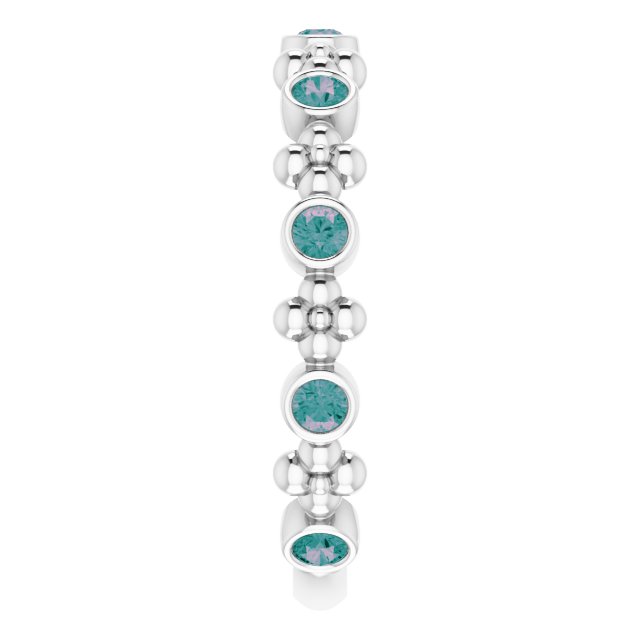 14K White Lab-Grown Alexandrite Beaded Ring