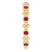 14K Yellow Natural Ruby Beaded Ring