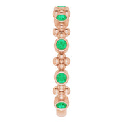14K Rose Lab-Grown Emerald Beaded Ring