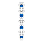 Sterling Silver Lab-Grown Blue Sapphire Beaded Ring