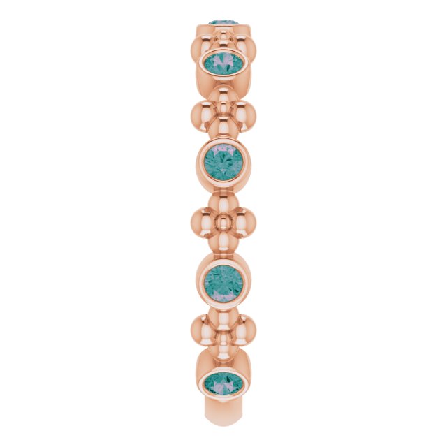 14K Rose Lab-Grown Alexandrite Beaded Ring