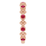 14K Rose Natural Ruby Beaded Ring