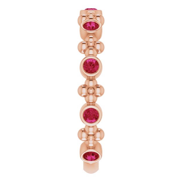 14K Rose Natural Ruby Beaded Ring