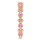 14K Rose Natural Pink Tourmaline Beaded Ring