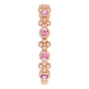 14K Rose Natural Pink Tourmaline Beaded Ring