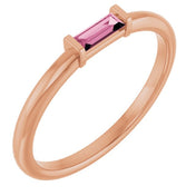 14K Rose Natural Pink Tourmaline Stackable Ring