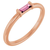 14K Rose Natural Pink Tourmaline Stackable Ring