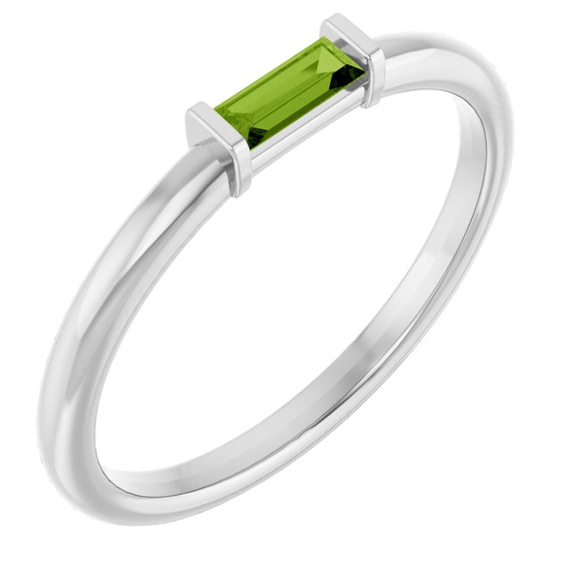 Sterling Silver Natural Peridot Stackable Ring