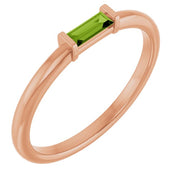 14K Rose Natural Peridot Stackable Ring