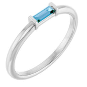 Sterling Silver Natural Swiss Blue Topaz Stackable Ring