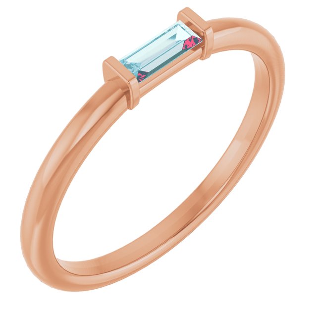 14K Rose Natural Sky Blue Topaz Stackable Ring