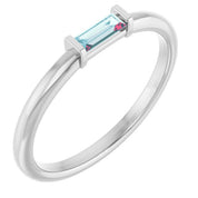 Platinum Natural Sky Blue Topaz Stackable Ring