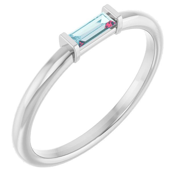Platinum Natural Sky Blue Topaz Stackable Ring