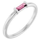 Platinum Natural Pink Tourmaline Stackable Ring