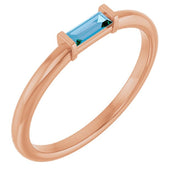 14K Rose Natural Swiss Blue Topaz Stackable Ring