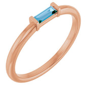 14K Rose Natural Swiss Blue Topaz Stackable Ring