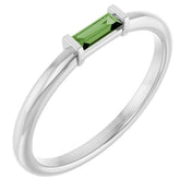 Sterling Silver Natural Green Tourmaline Stackable Ring