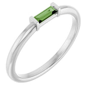 Sterling Silver Natural Green Tourmaline Stackable Ring