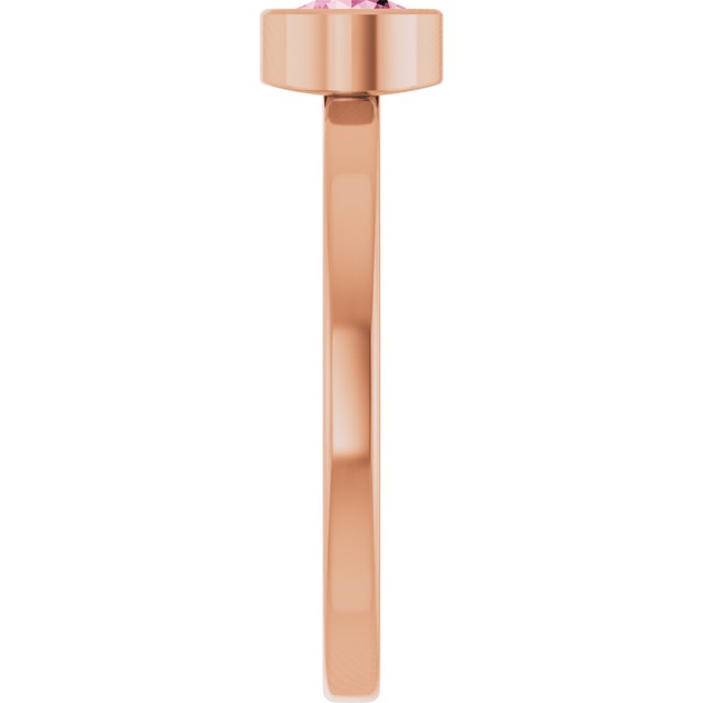 14K Rose 5 mm Natural Pink Tourmaline Ring