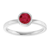 Platinum 5 mm Lab-Grown Ruby Ring